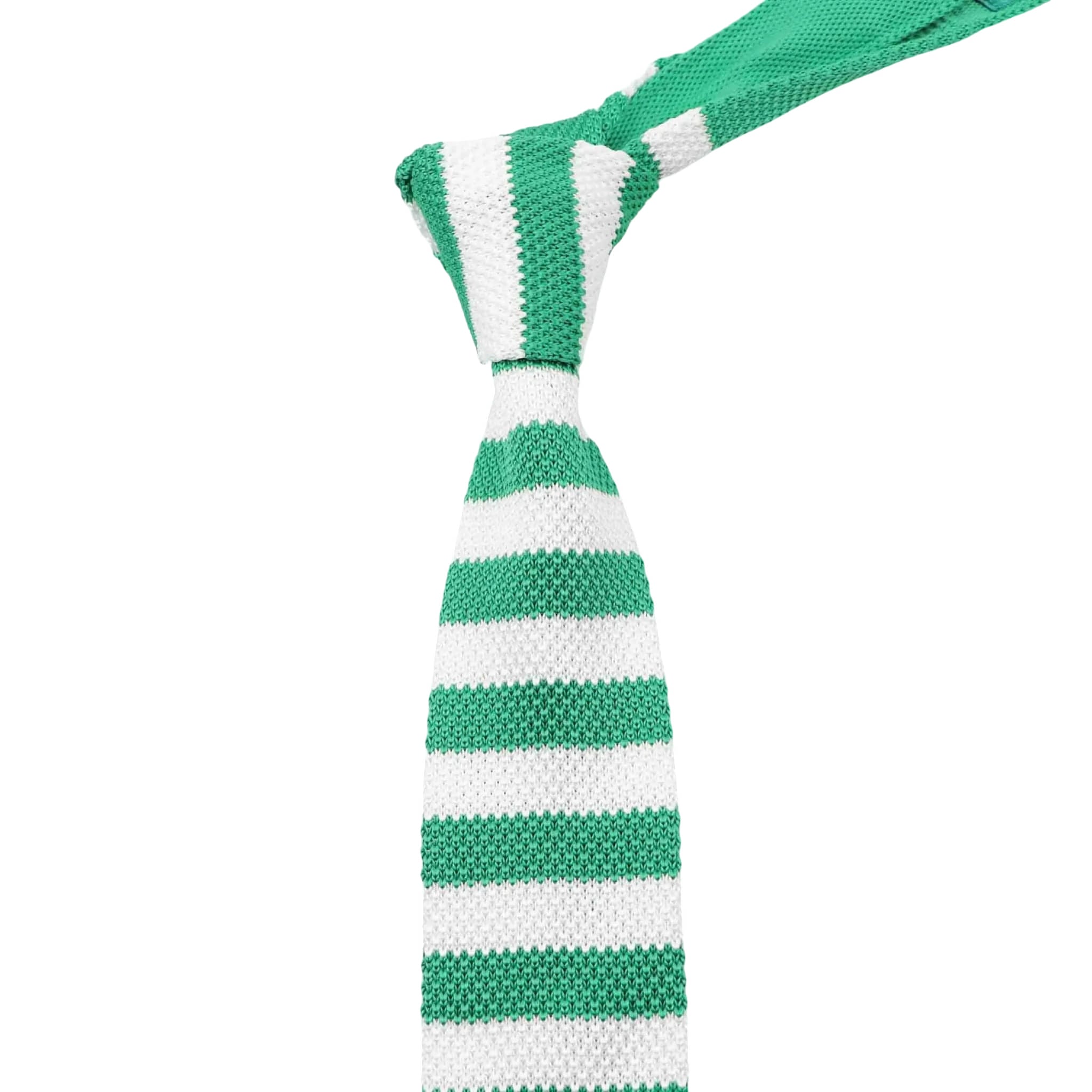 Green White Stripe Knitted Tie