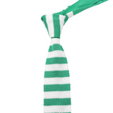 Green White Stripe Knitted Tie