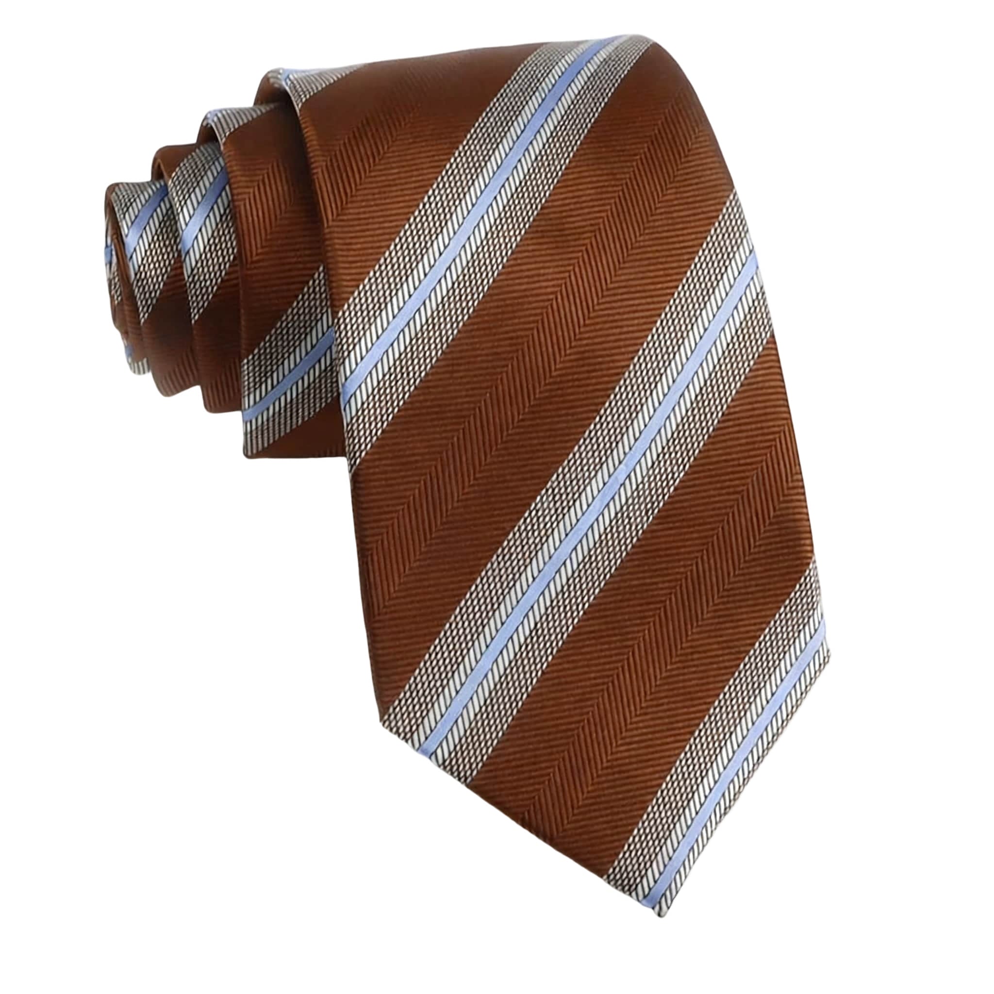 Brown Blue Striped Necktie