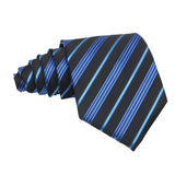 Black With Blue & Light Blue Striped Necktie