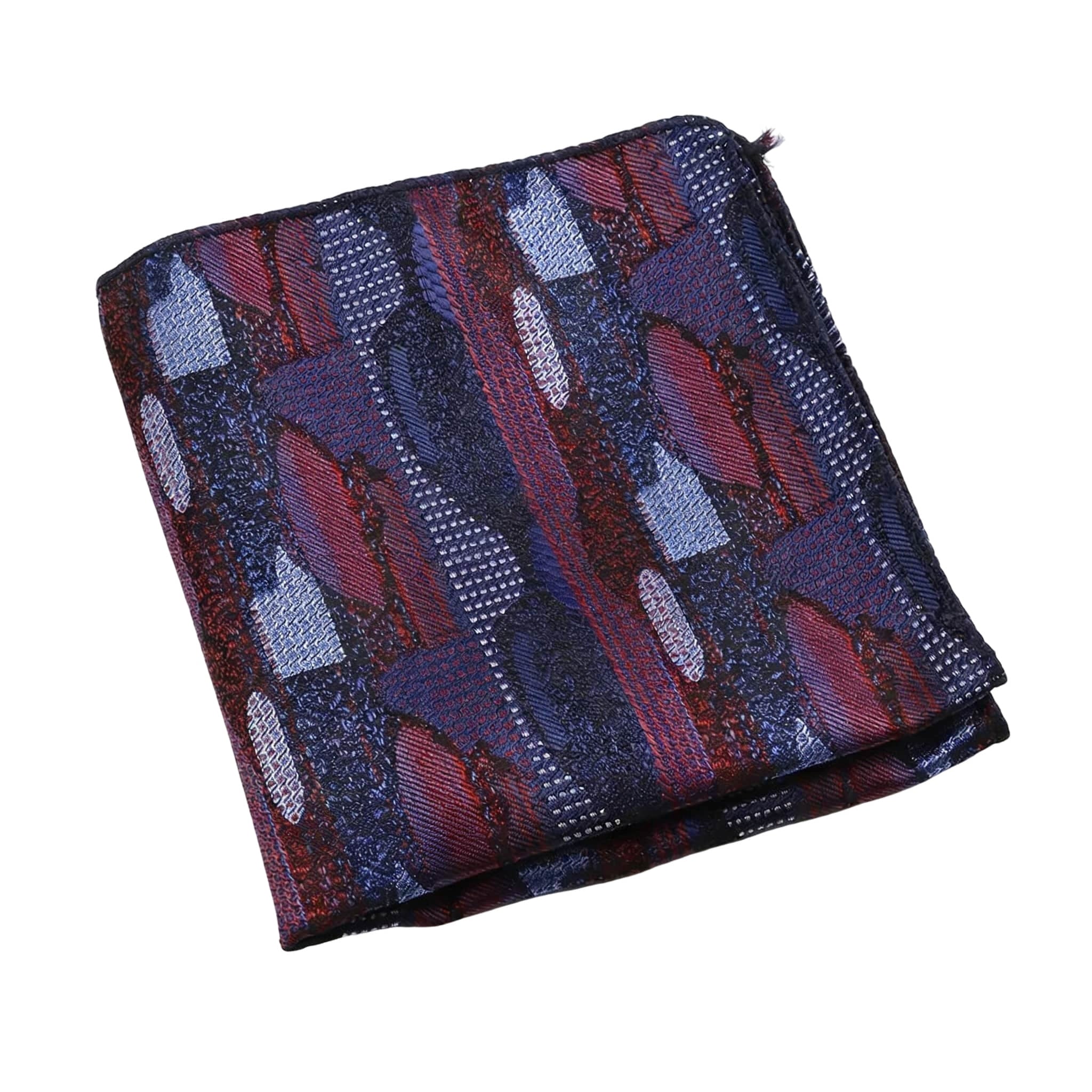 Navy Blue Red Geometric Pocket Square