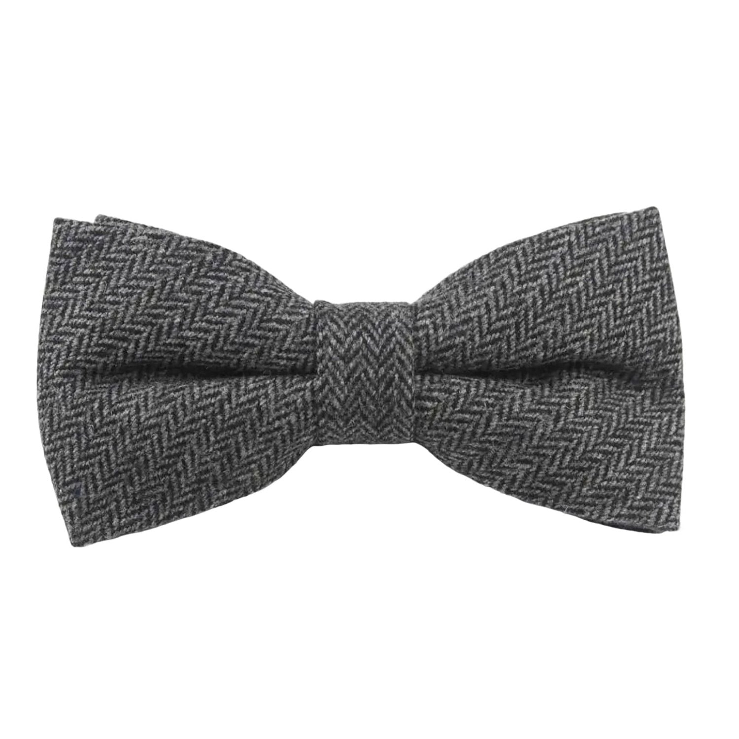 Gray With White Herringbone Bowtie