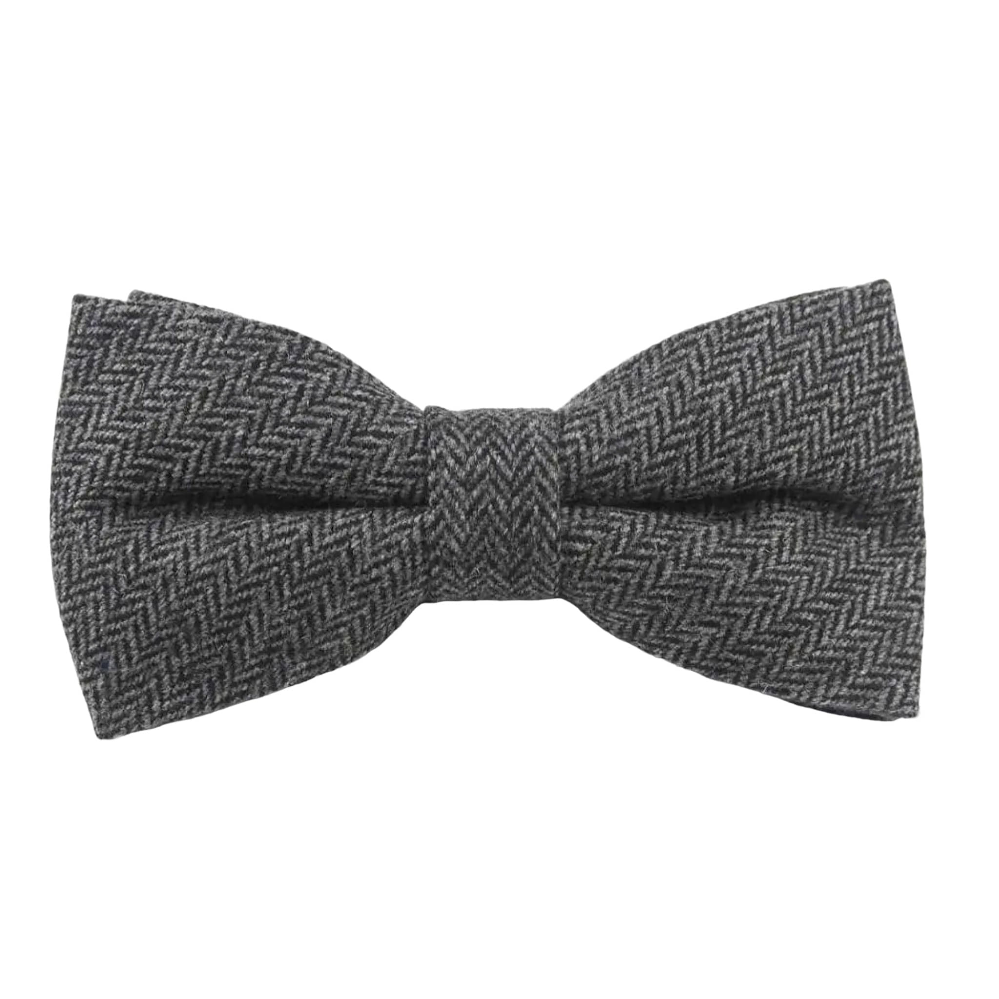 Dark Gray Herringbone Bow Tie