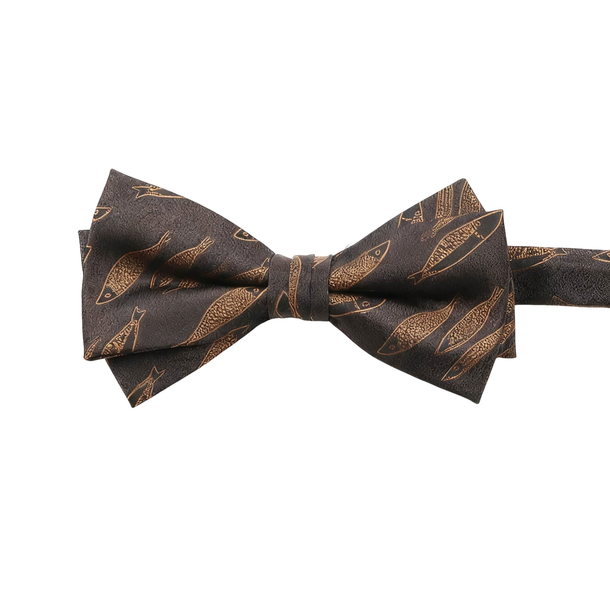 Dark Brown Gold Fish Bowtie