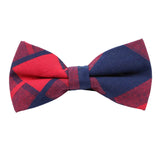 Navy Red Plaid Bow Tie