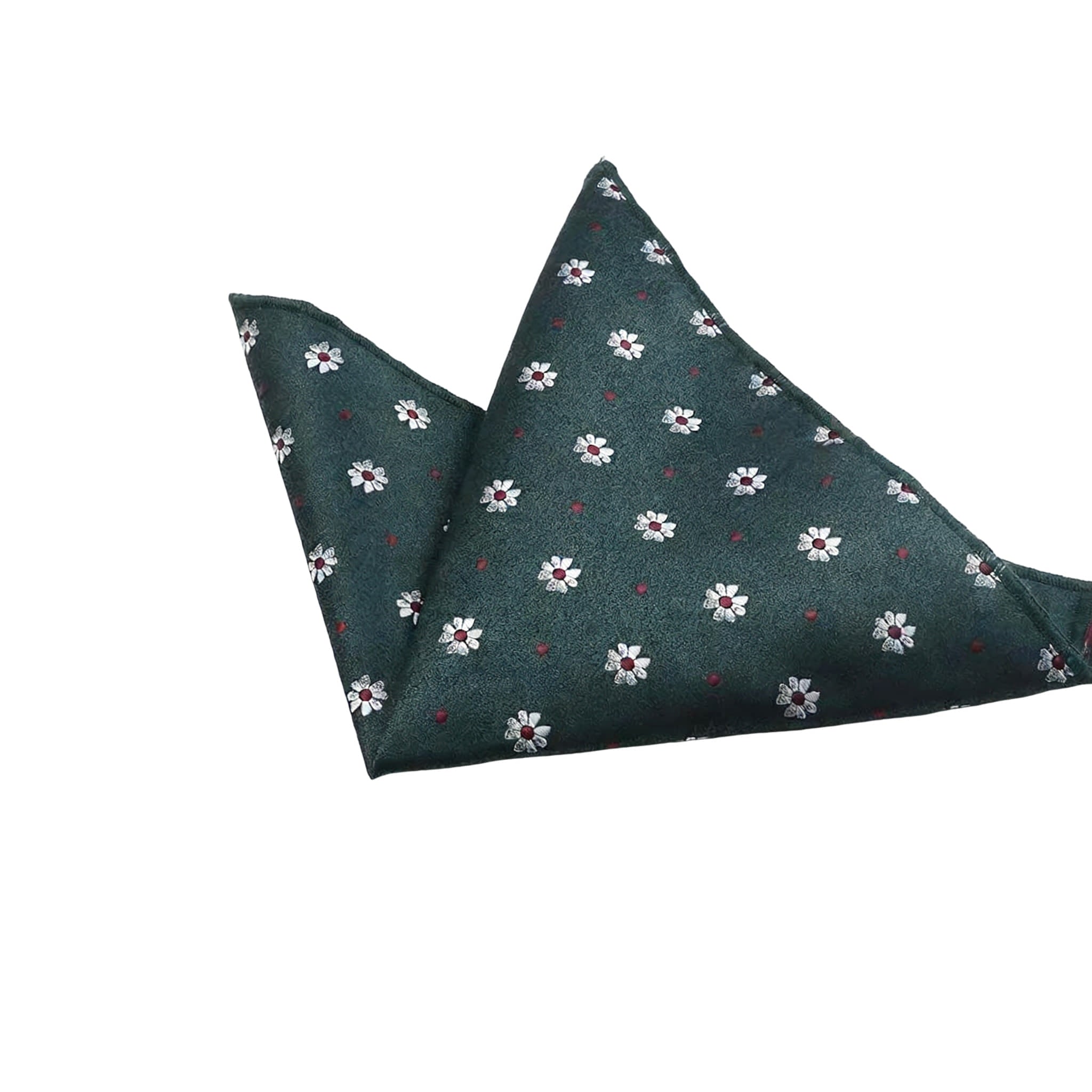 Green White Floral Pocket Square