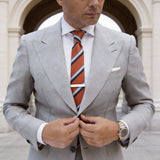 Orange With Navy Striped Necktie