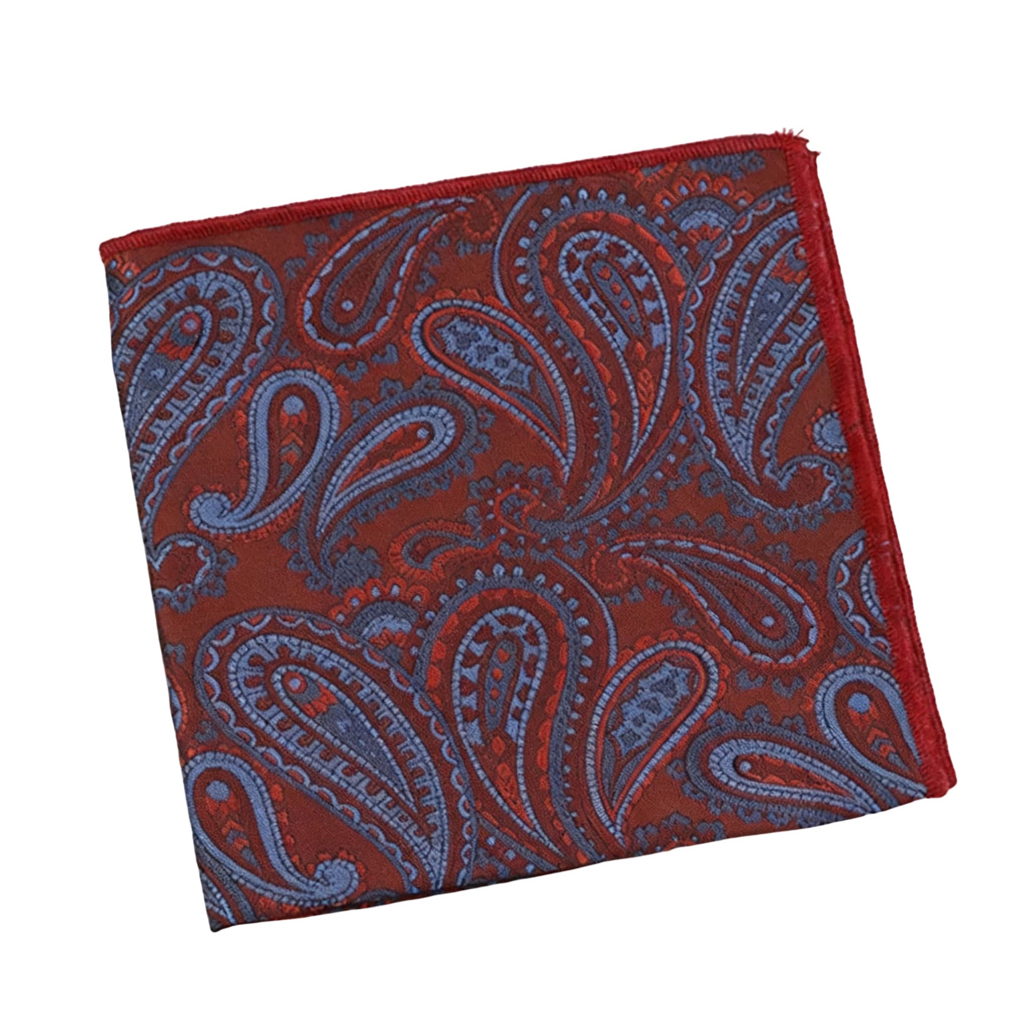 Burgundy Blue Paisley Pocket Square