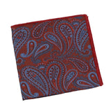 Burgundy Blue Paisley Pocket Square