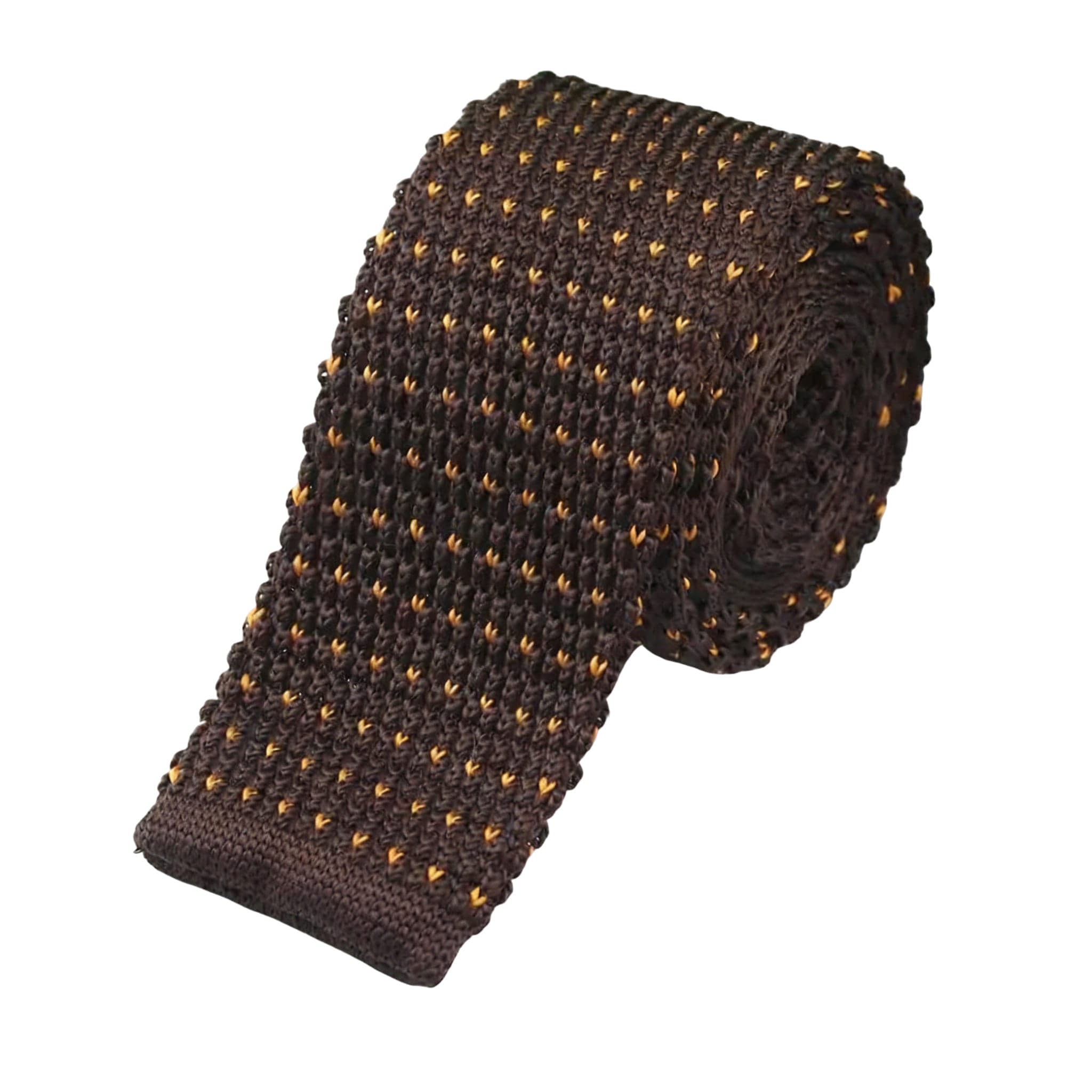 Brown Orange Dot Knitted Necktie