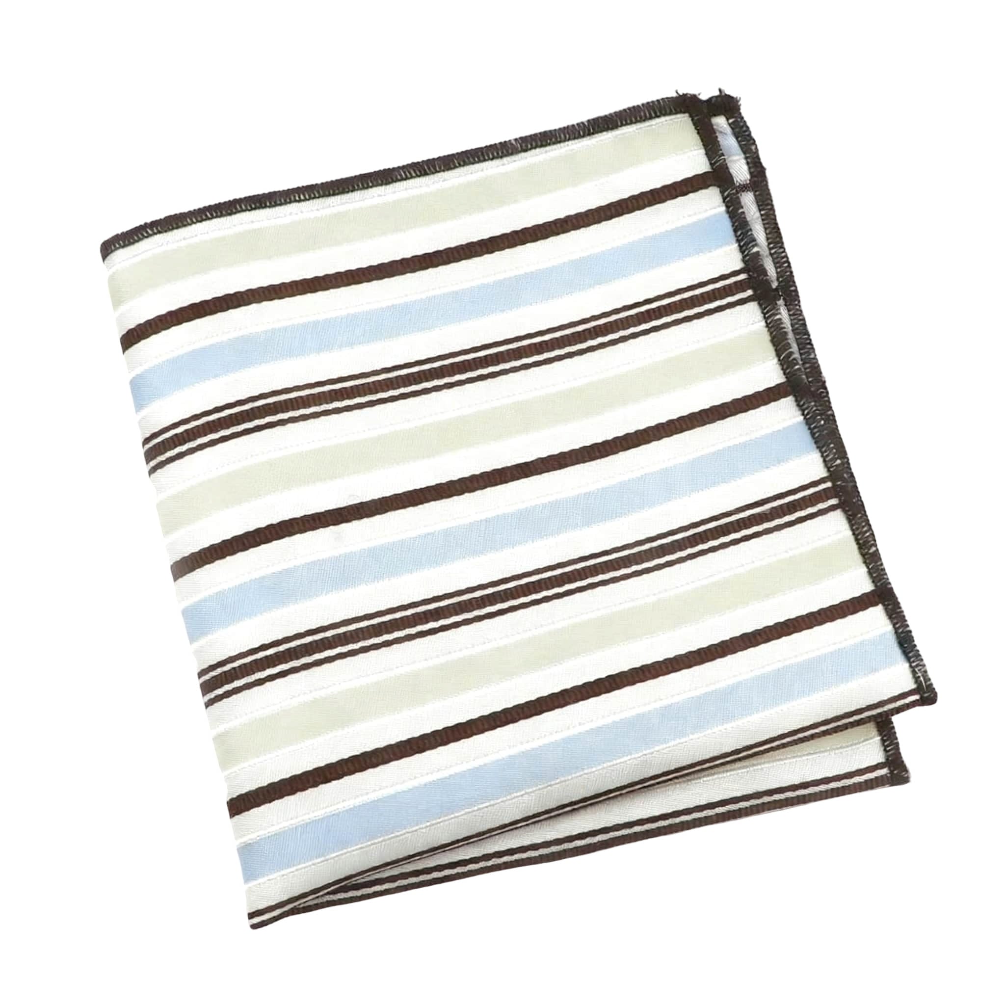 Blue Brown Striped Pocket Square