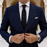 Black With Red White Square Necktie