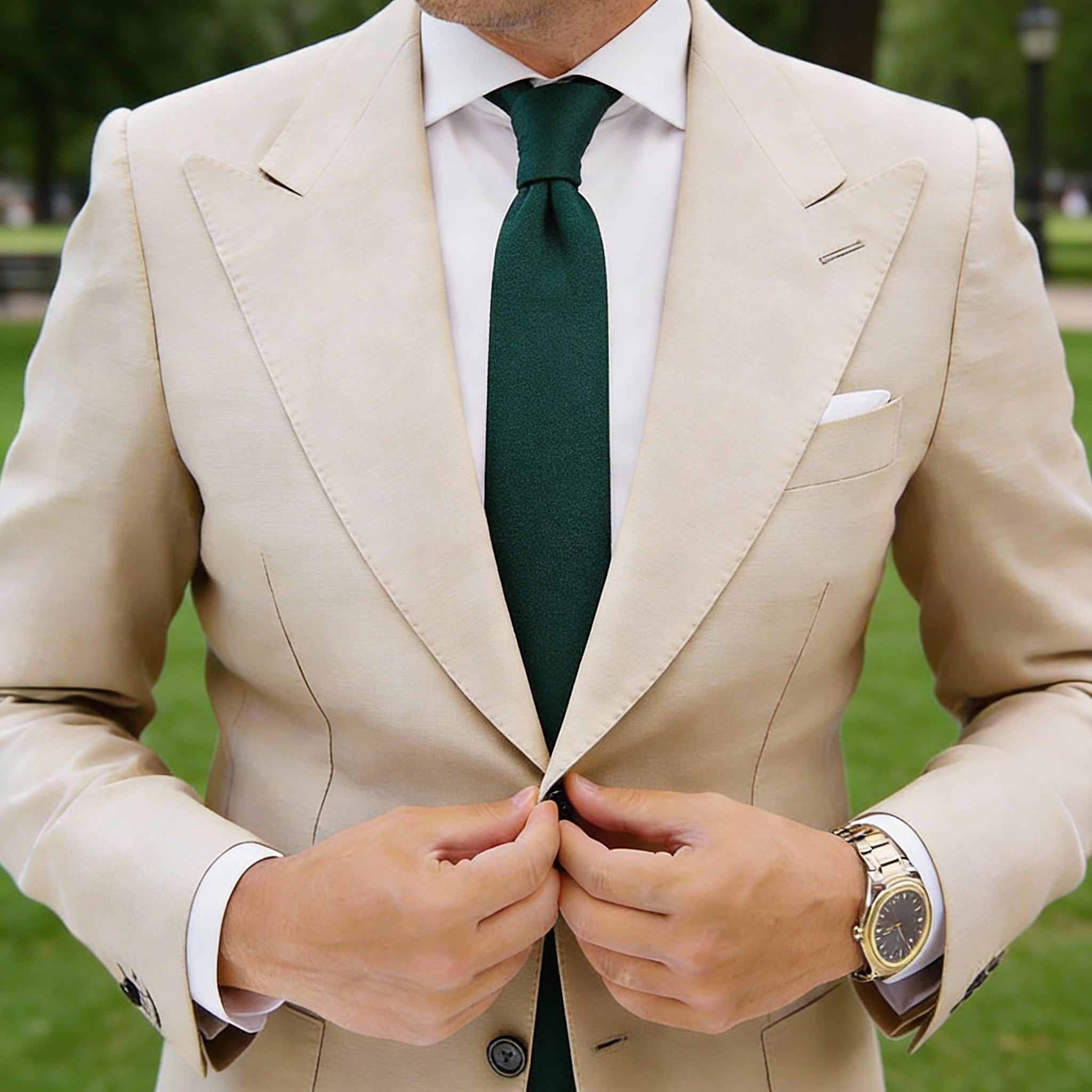 Dark Green Solid Necktie