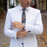 Gray With Brown Blue Stripe Necktie