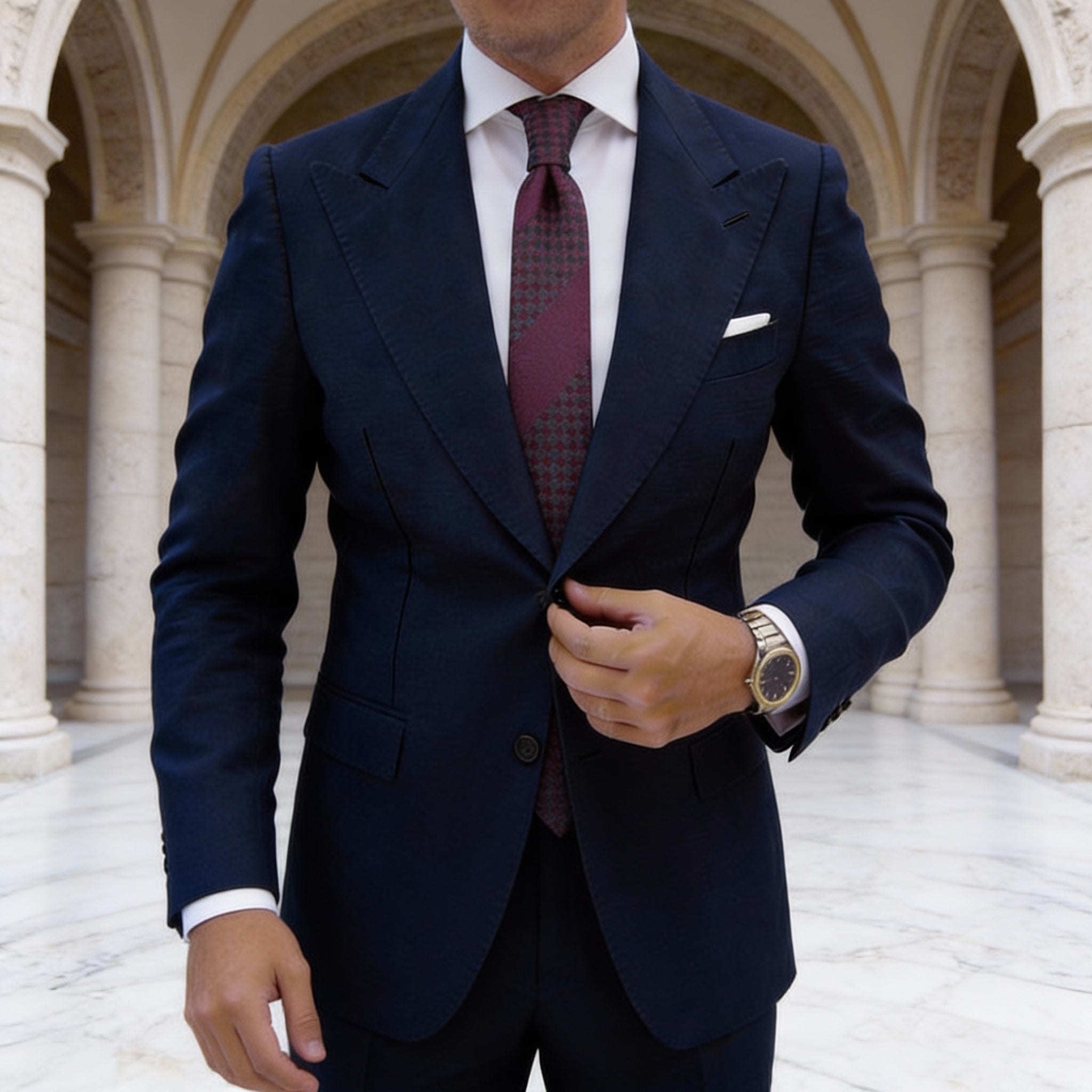 Maroon Necktie with Dark Gray Houndstooth
