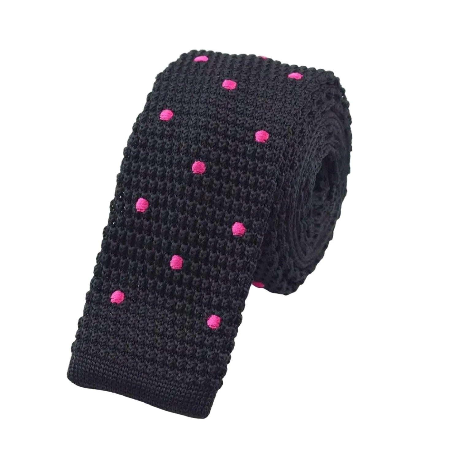 Black With Pink Polka Dot Necktie