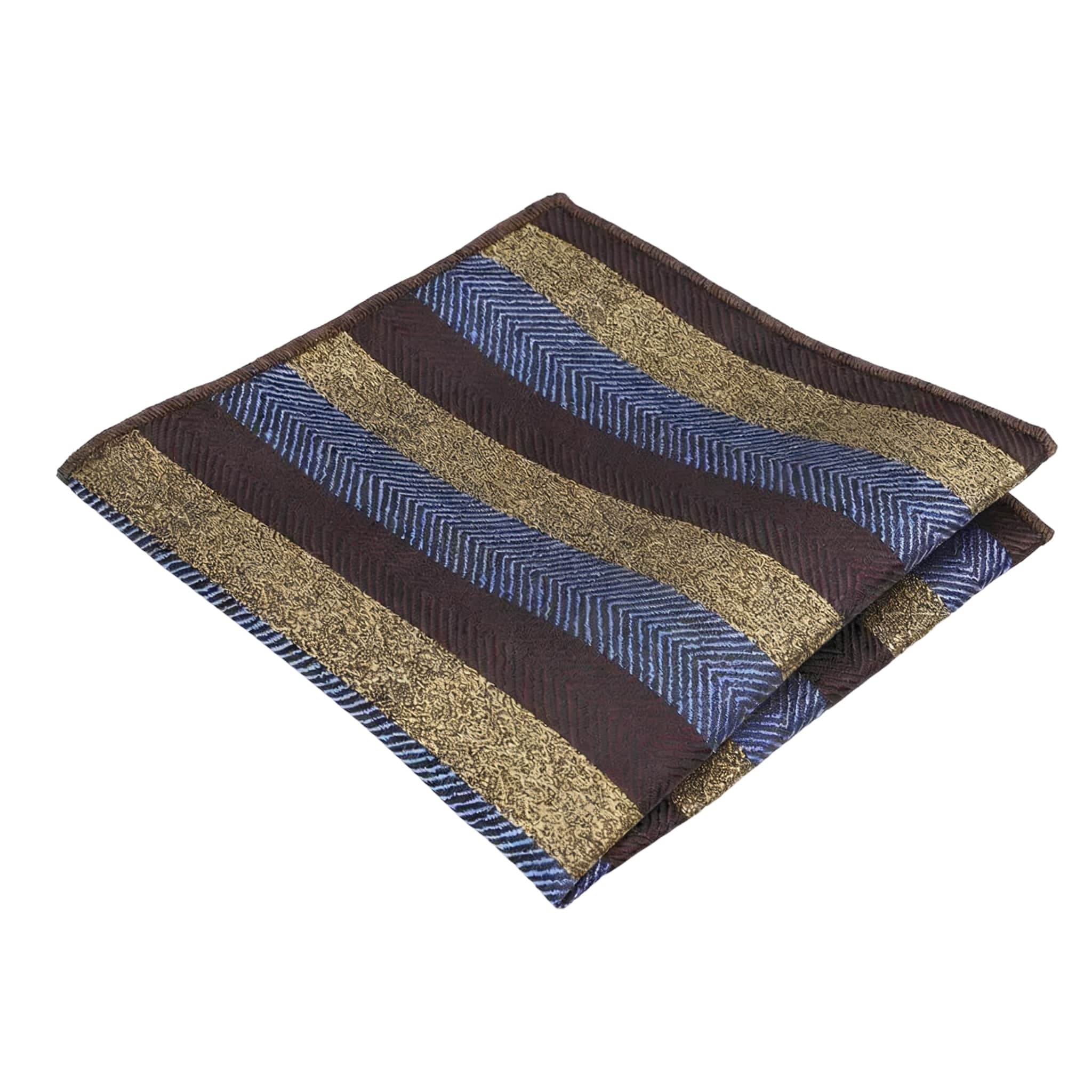 Brown Gold Striped Pocket Square