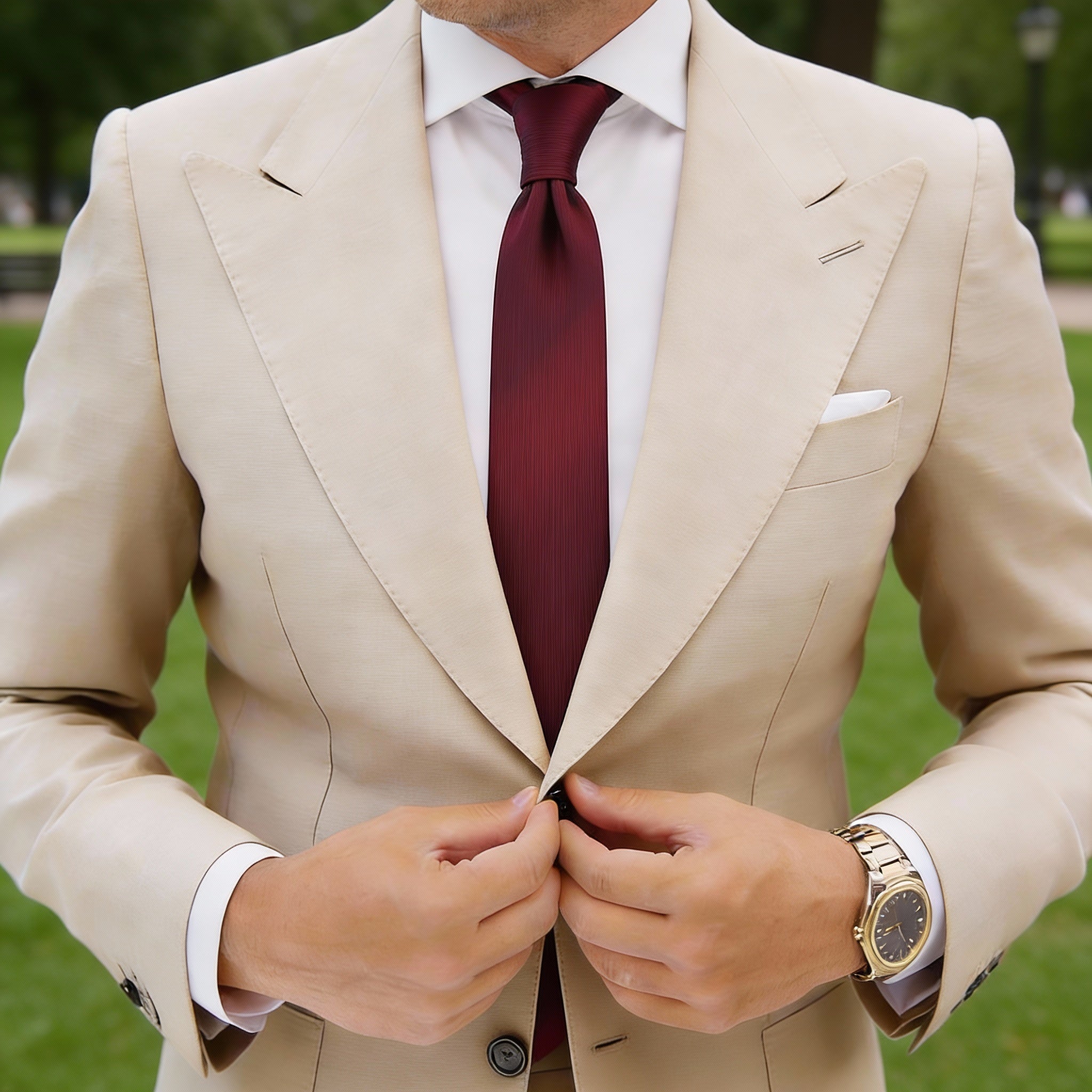 Burgundy With Subtle Striped Necktie