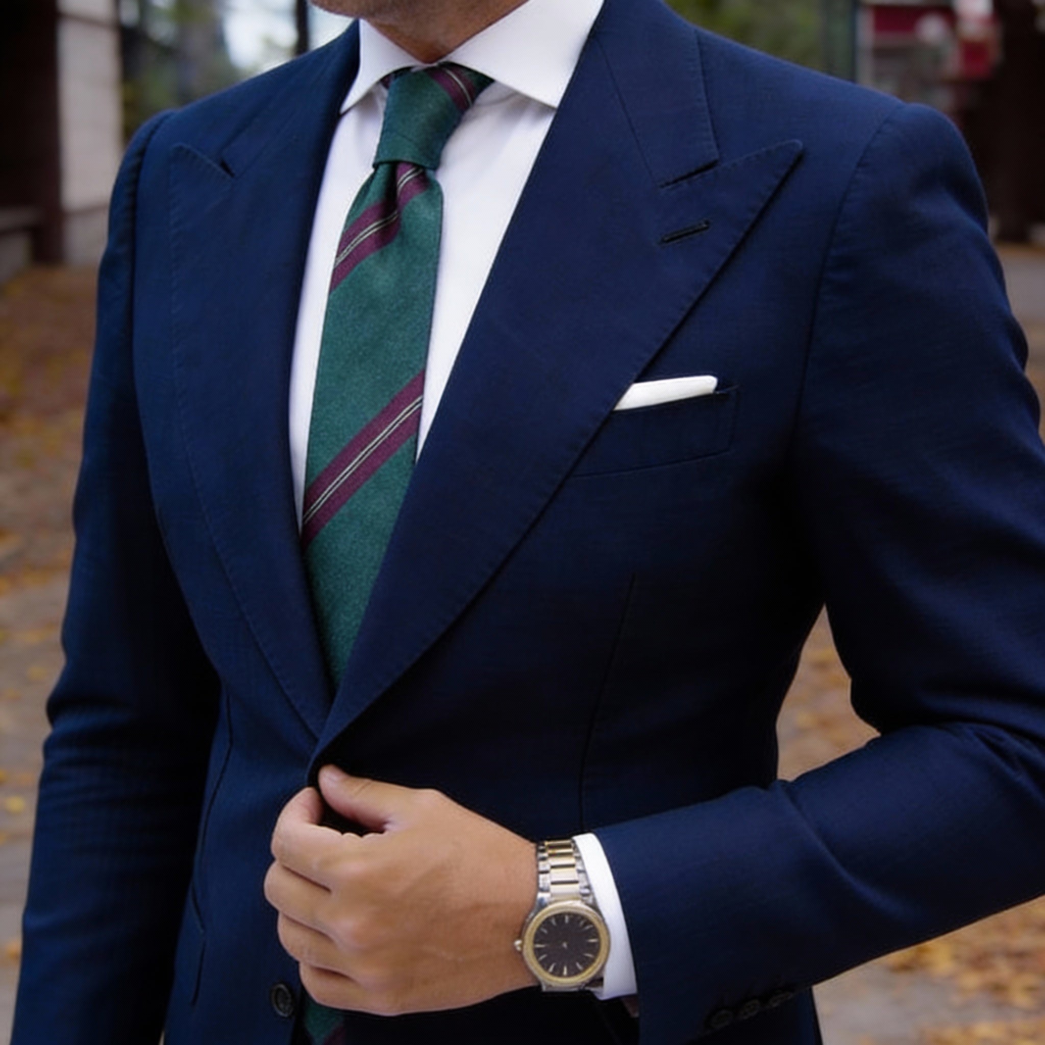 Dark Green with Purple & Silver Stripes Necktie