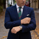 Dark Green with Purple & Silver Stripes Necktie