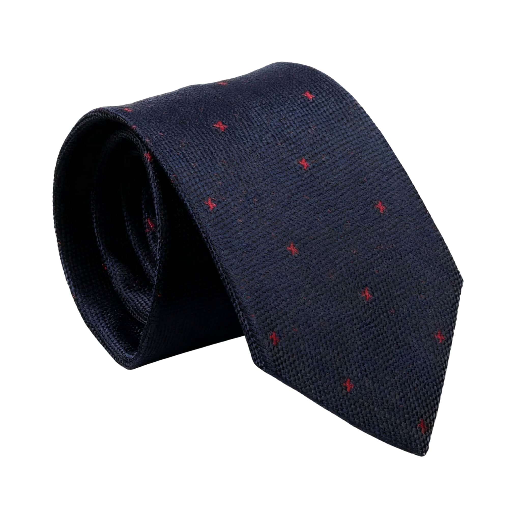 Dark Blue Necktie With Red Crosses