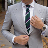 Green With Blue & White Stripe Necktie
