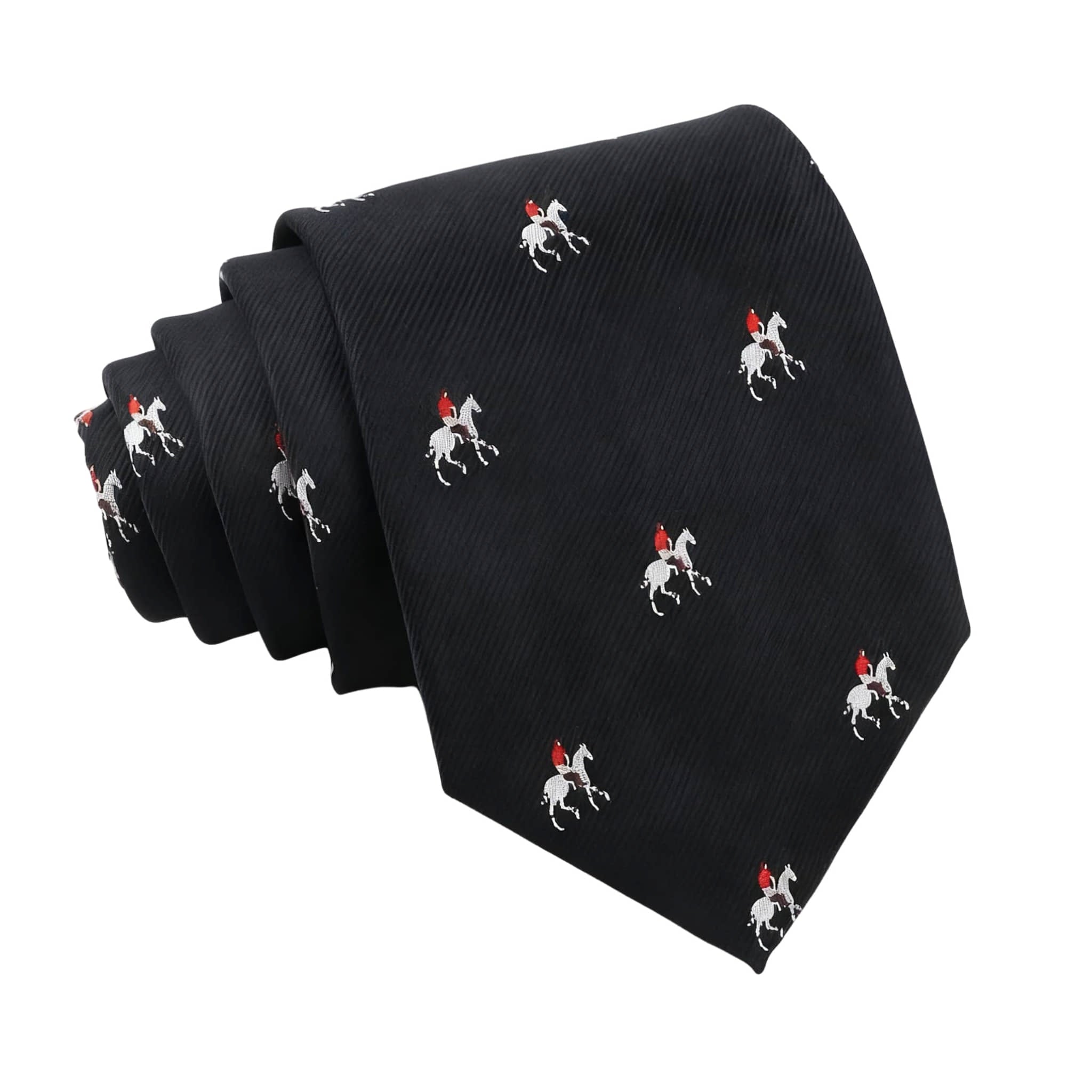 Black White Horseman Necktie
