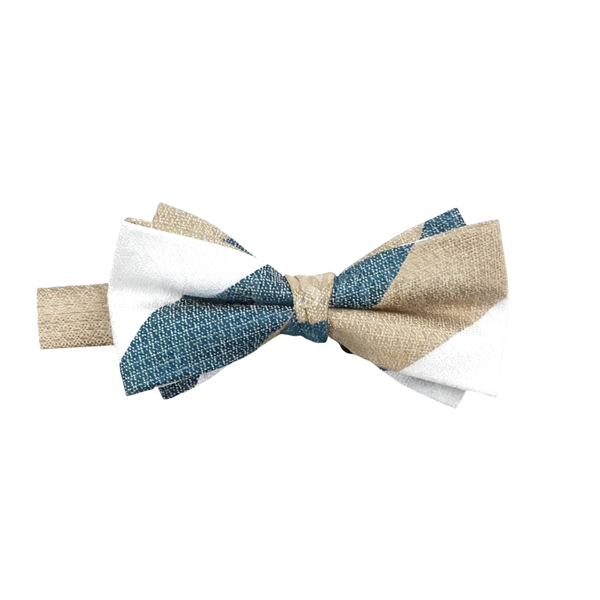 White Blue Striped Bowtie