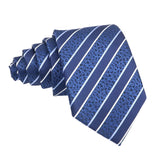 Navy Blue Blue Floral Striped Necktie