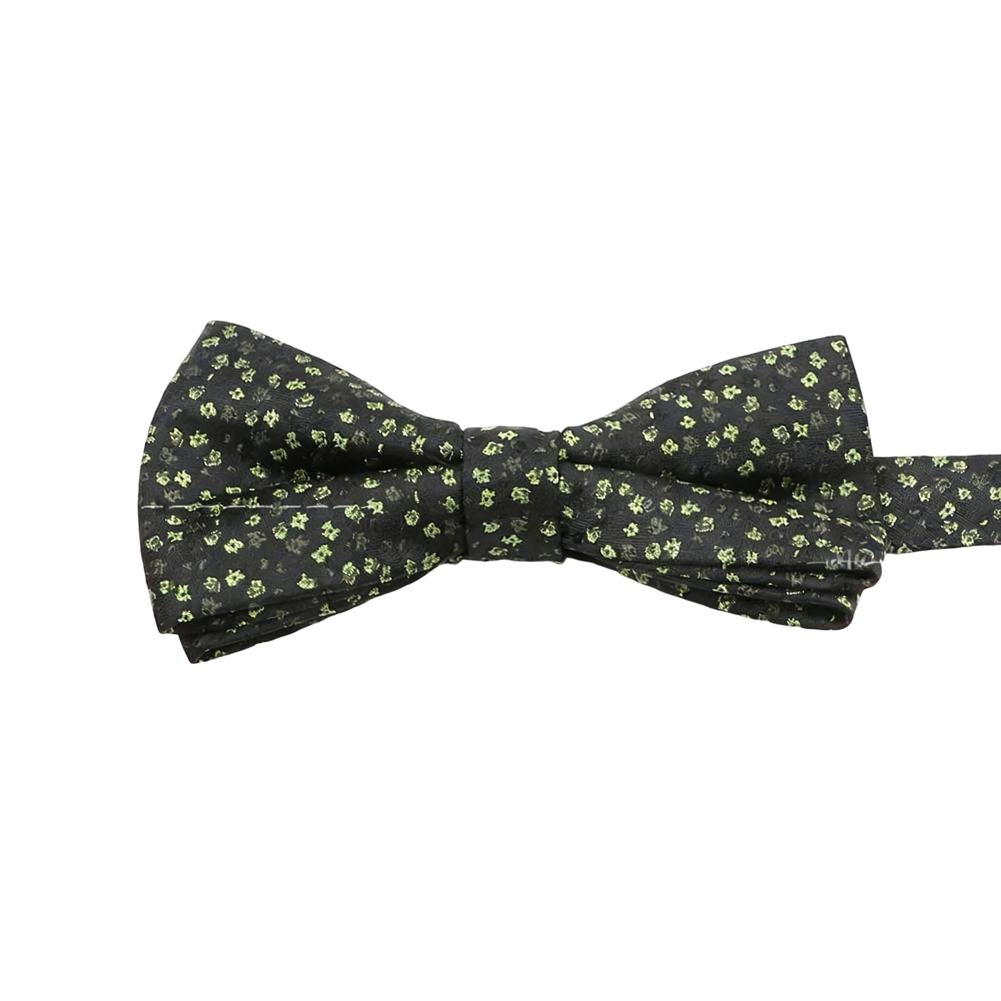 Black Green Floral Bowtie