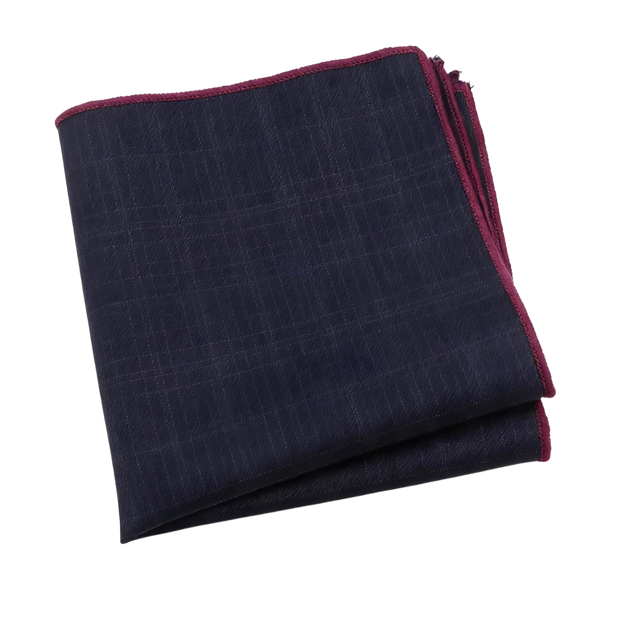 Navy Blue Gray Plaid Pocket Square