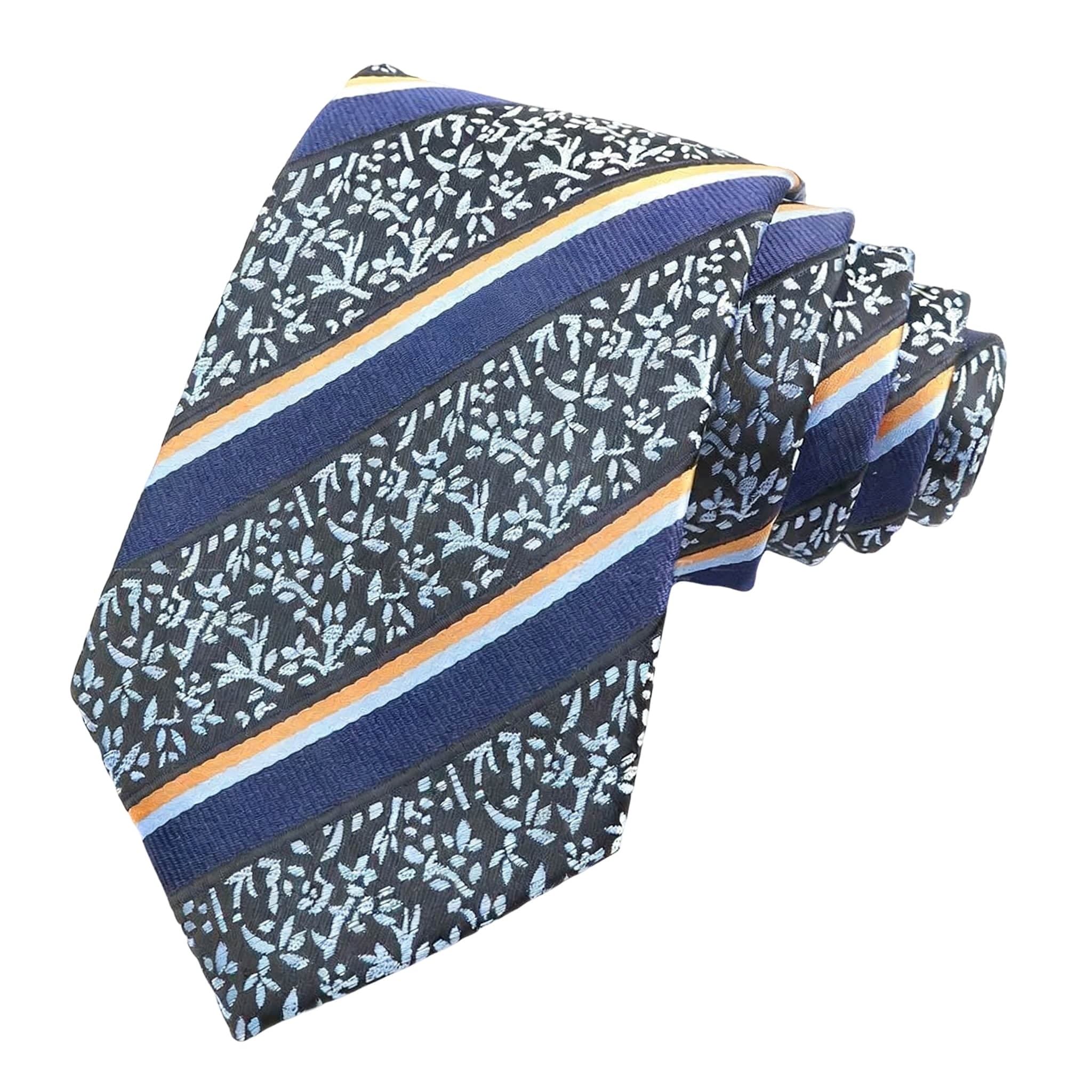 Black Blue Floral Necktie