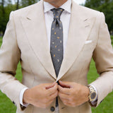 Dark Gray with Orange-White Paisley Necktie