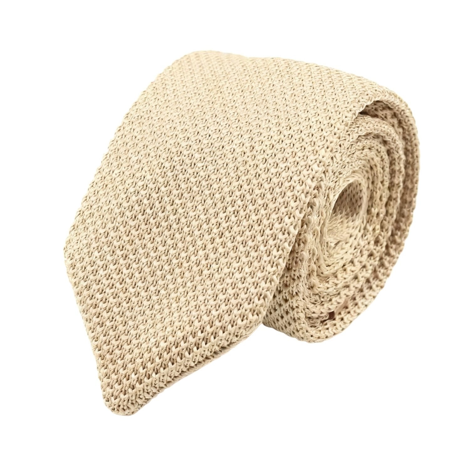 Beige with Beige Knitted Necktie