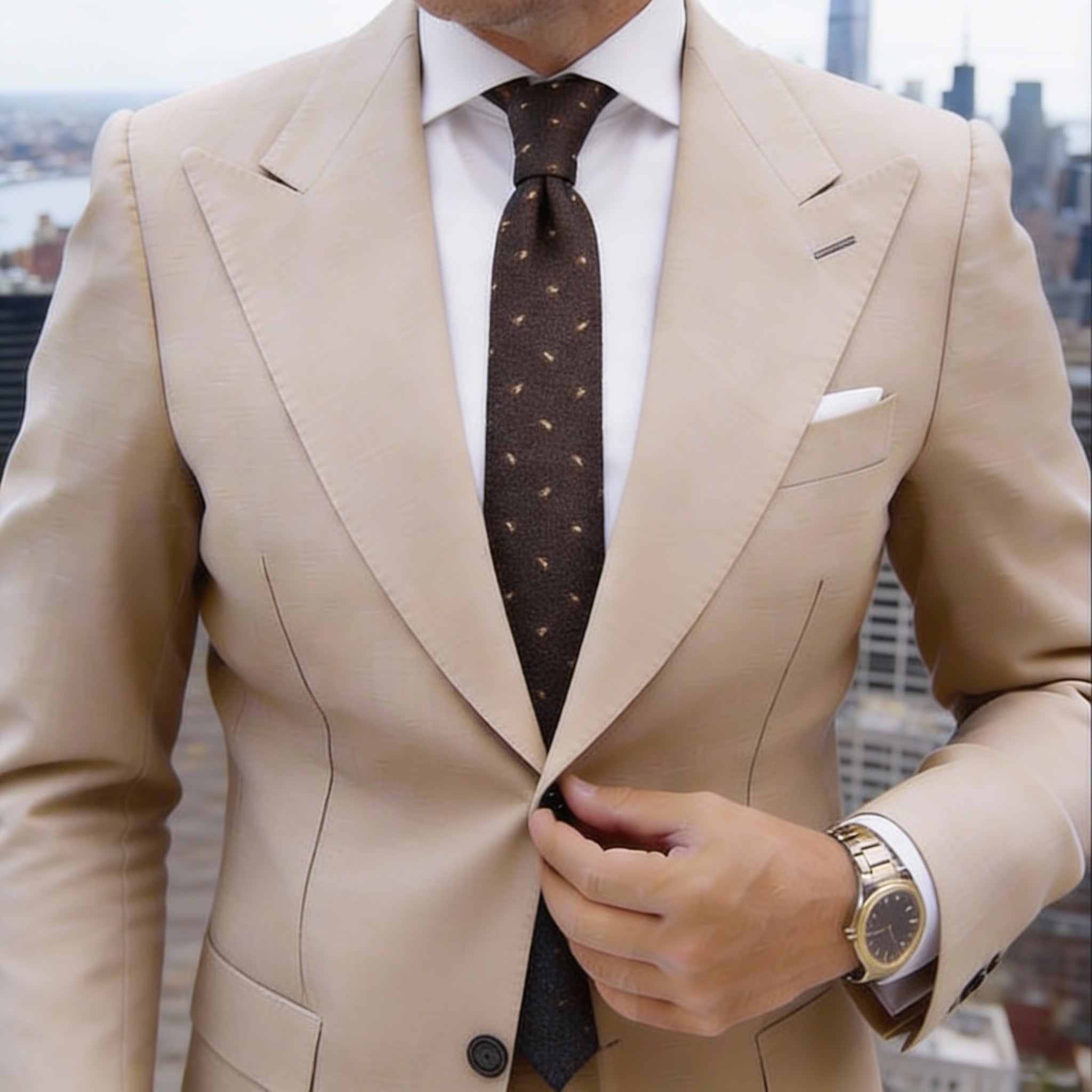 Brown With White Small Paisley Necktie
