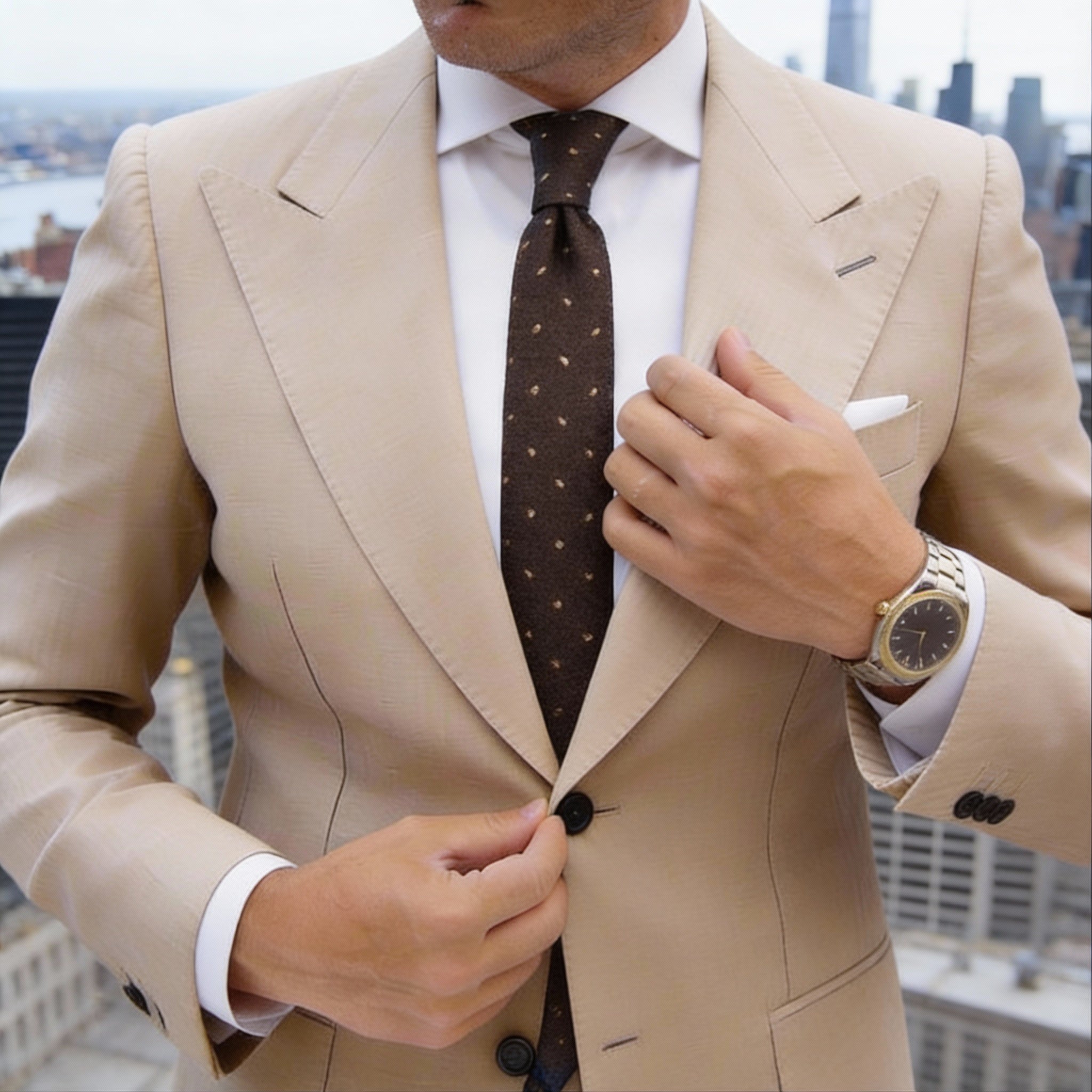 Brown With White Small Paisley Necktie