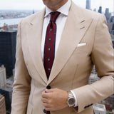 Red Necktie With Blue And Yellow Diamonds