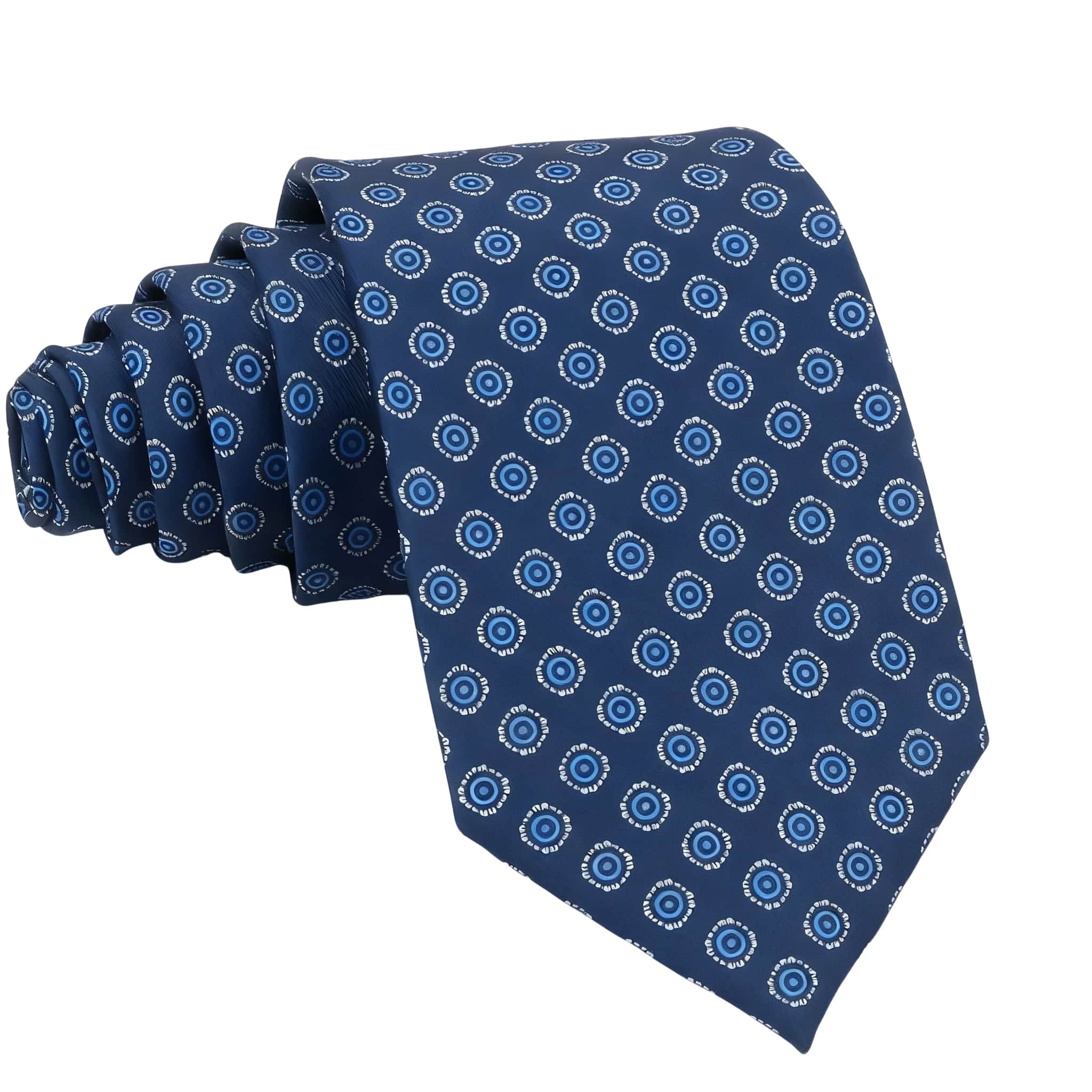 Navy Blue Blue Dotted Floral Necktie