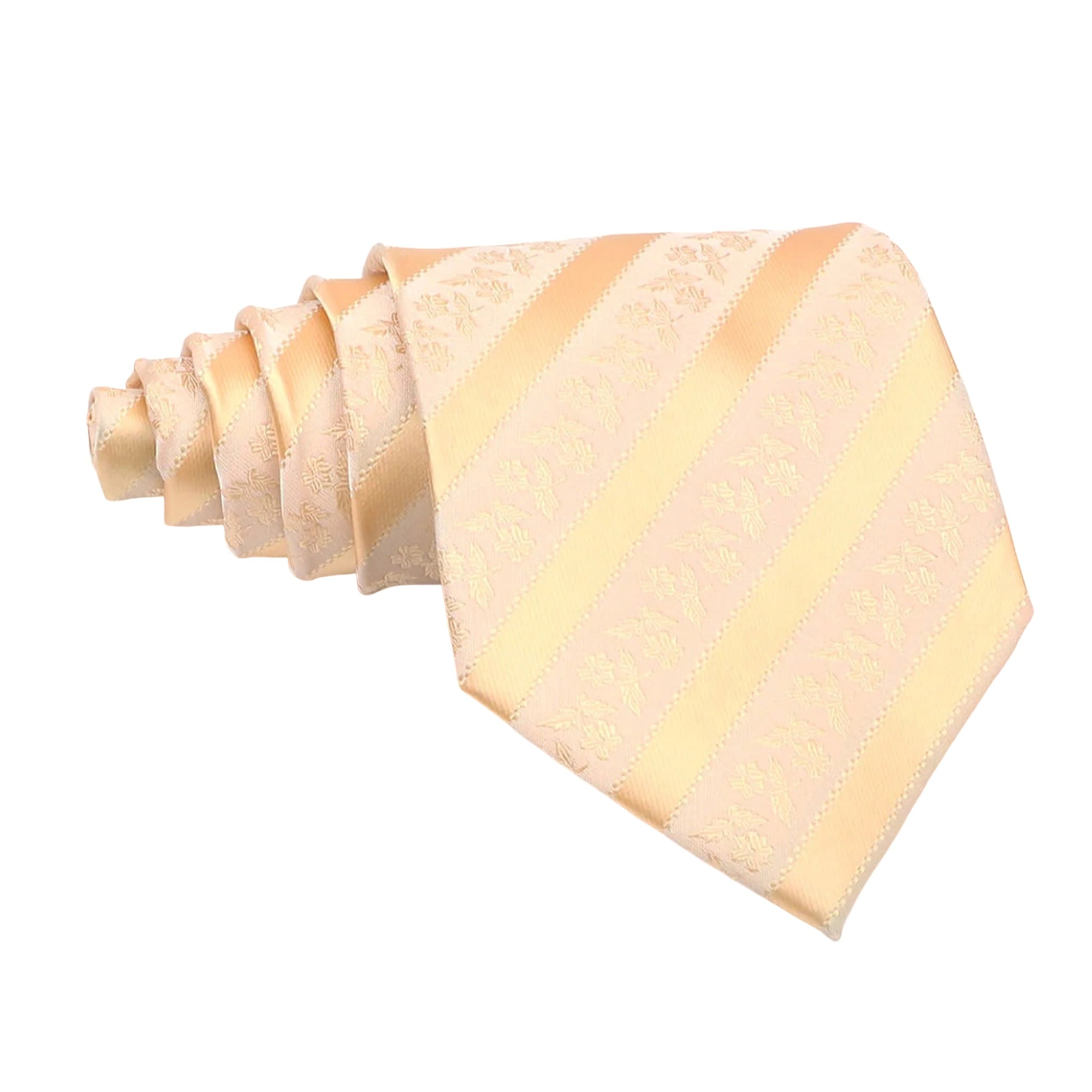 Beige Necktie With Gold Floral Striped