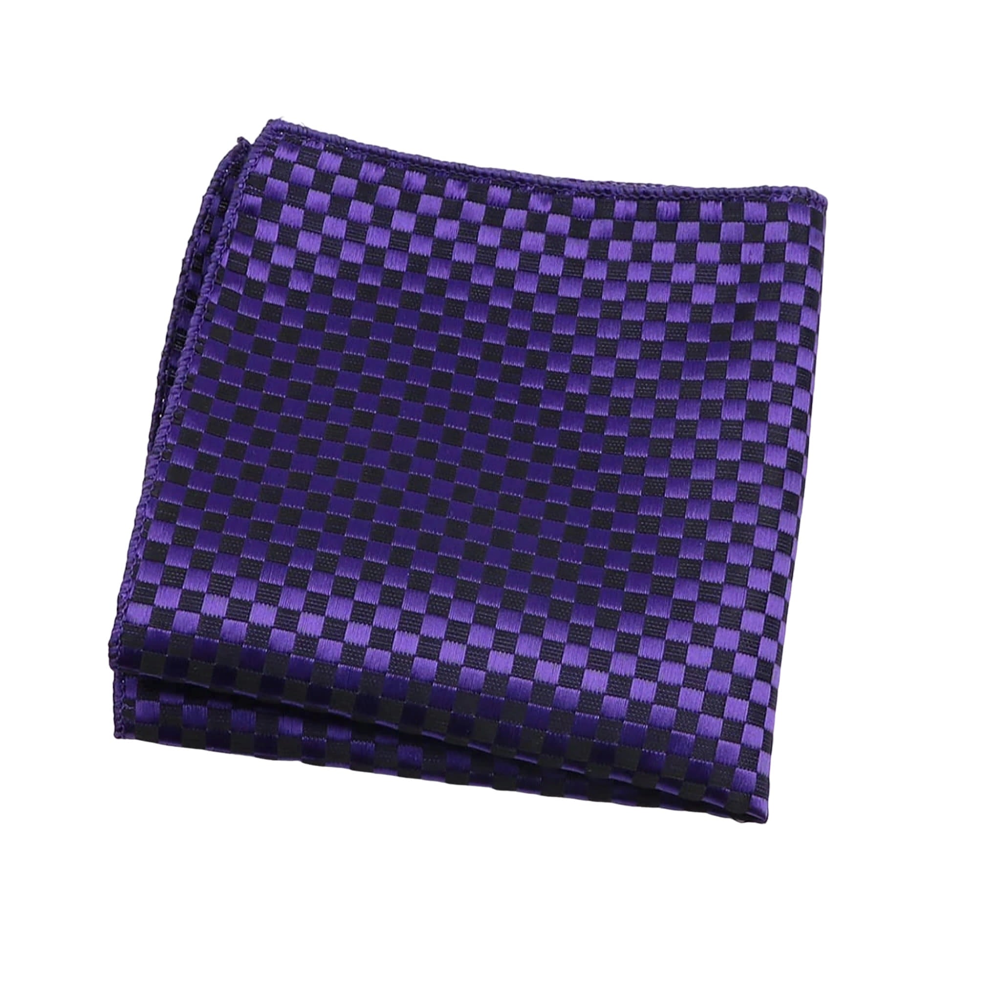 Purple Black Checkered Pocket Square
