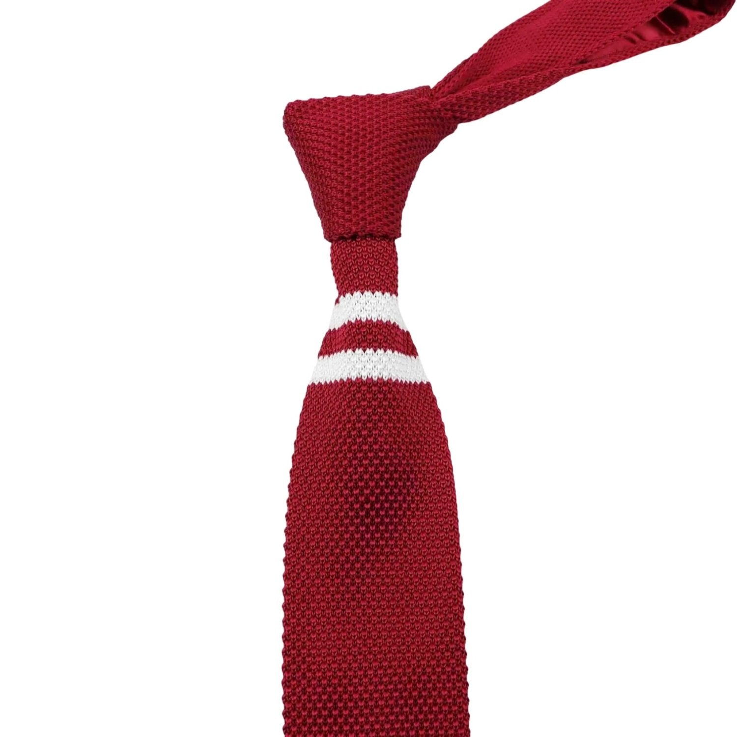 Red Necktie with White Stripes