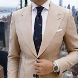 Navy Blue With Red Cherry Necktie