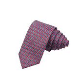 Red Necktie With Blue-White Interlocking Rings