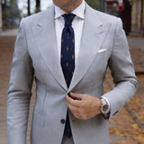 Navy Blue Necktie with White Dots & Green Feathers
