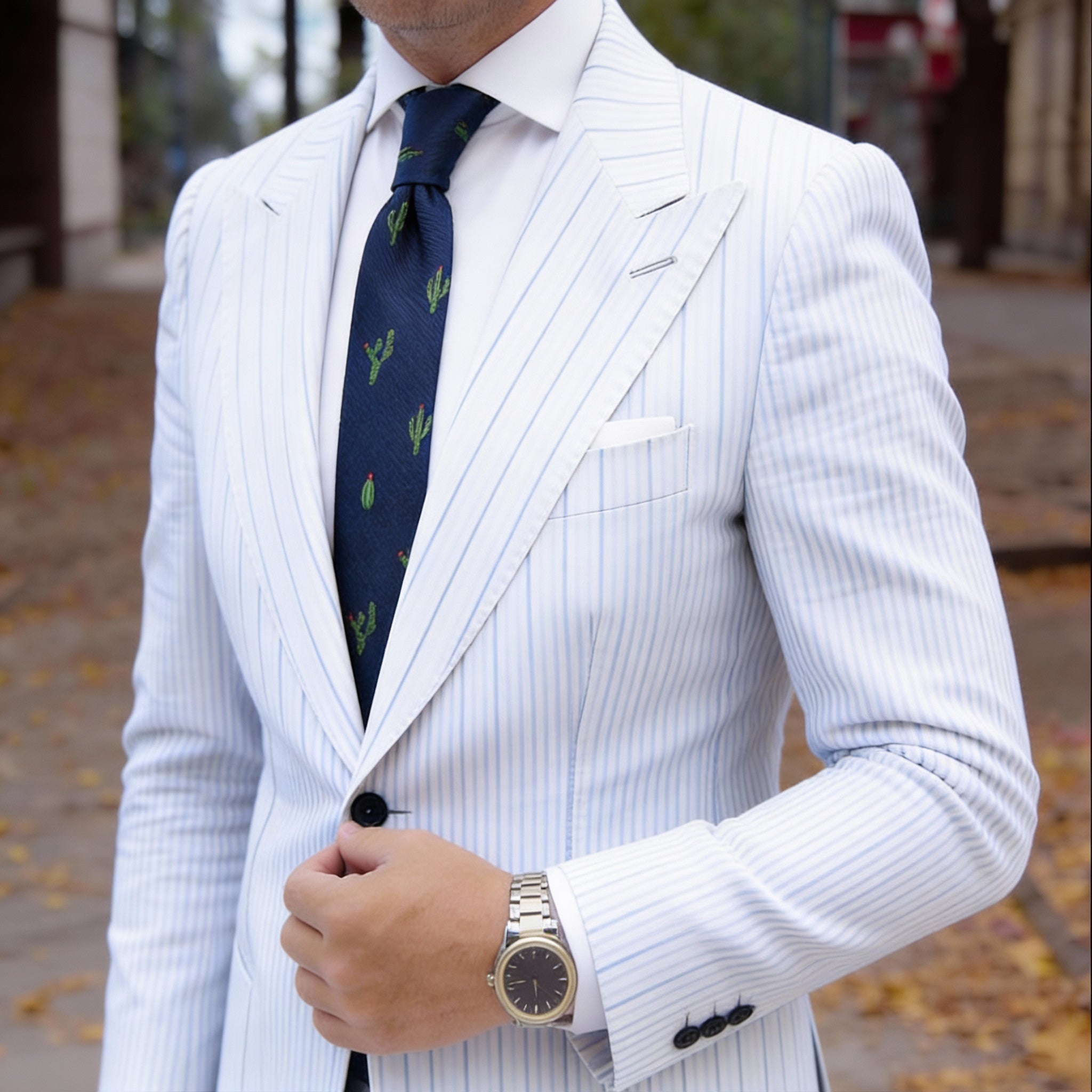Navy Blue With Orange Carrot Necktie
