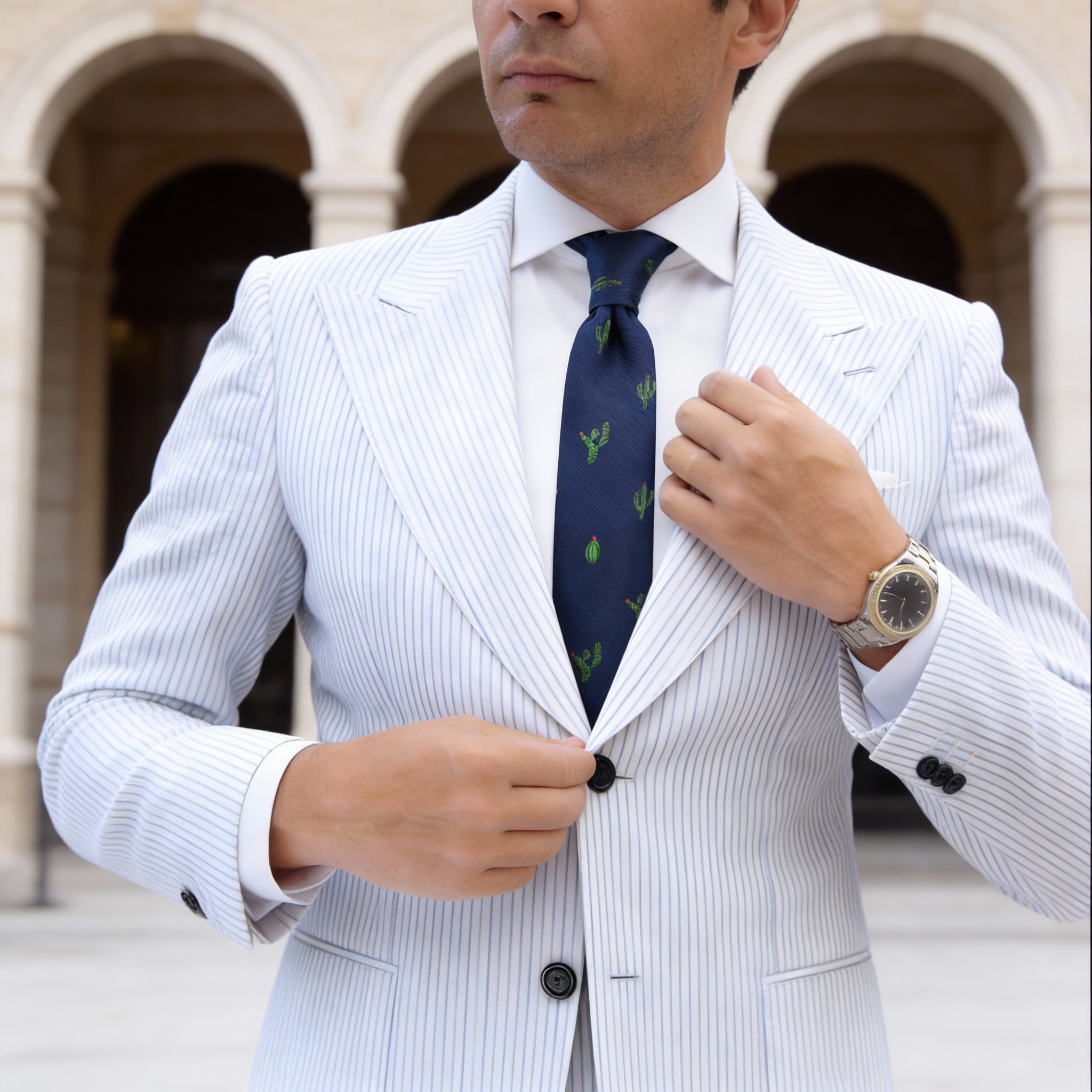 Navy Blue With Orange Carrot Necktie