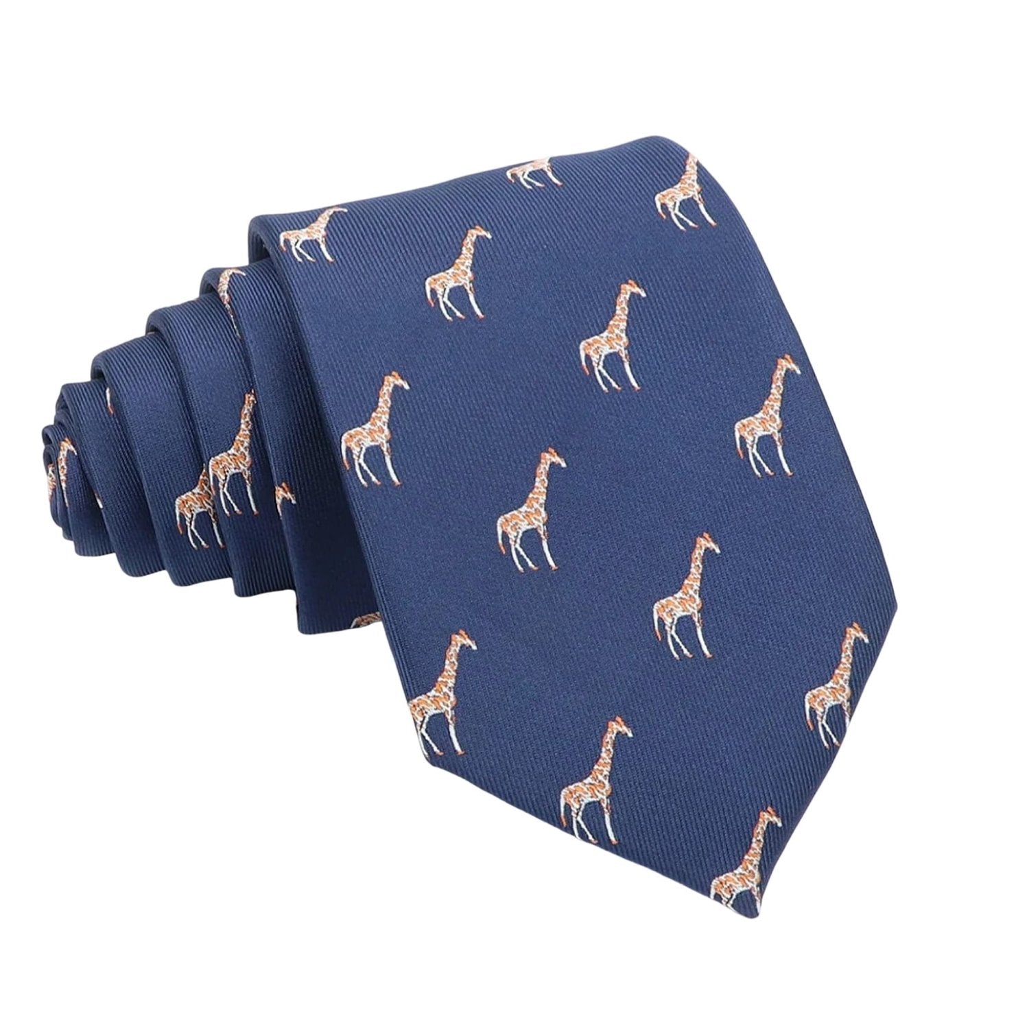 Navy Blue with Brown & White Giraffe Necktie
