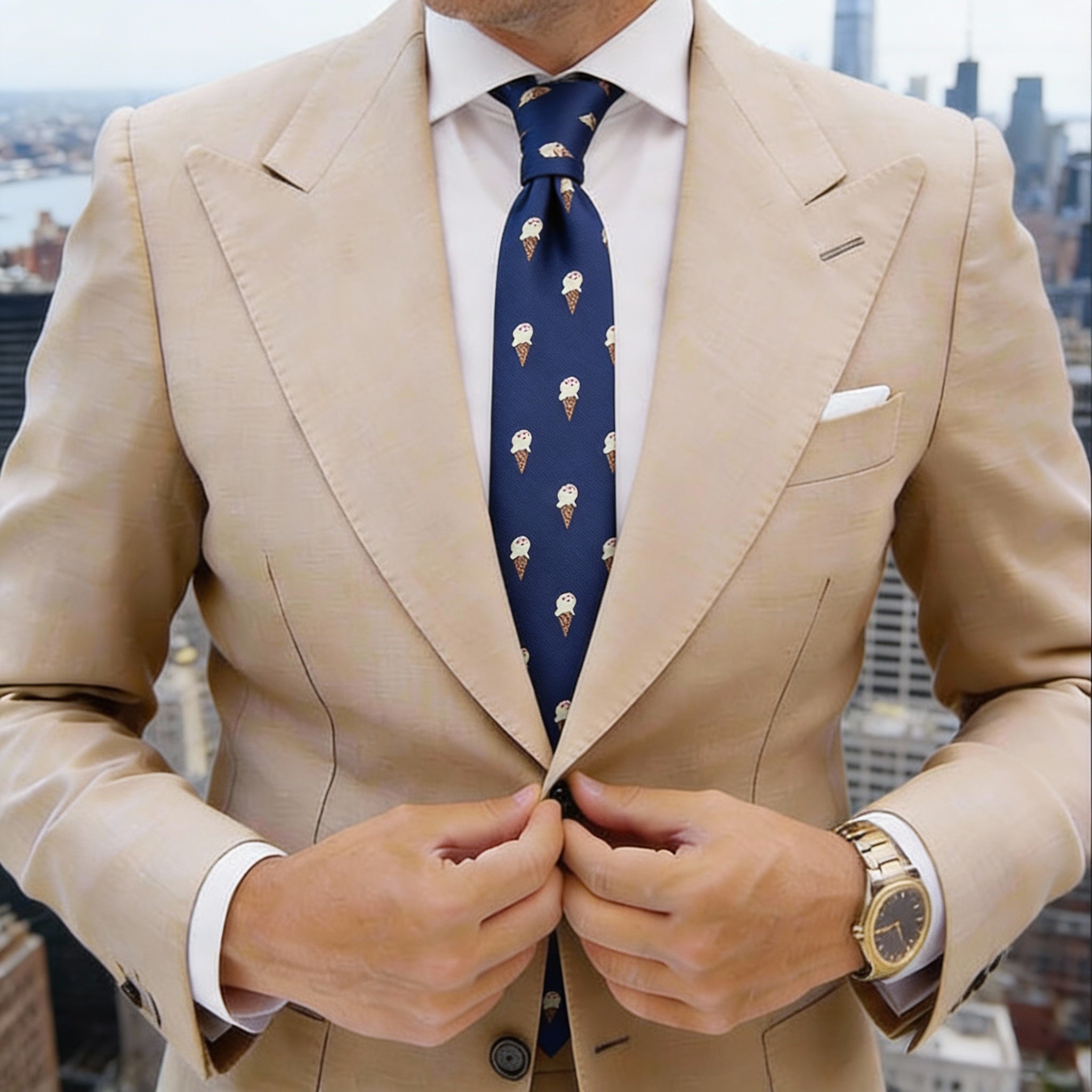 Navy Blue with Orange Saturn Necktie