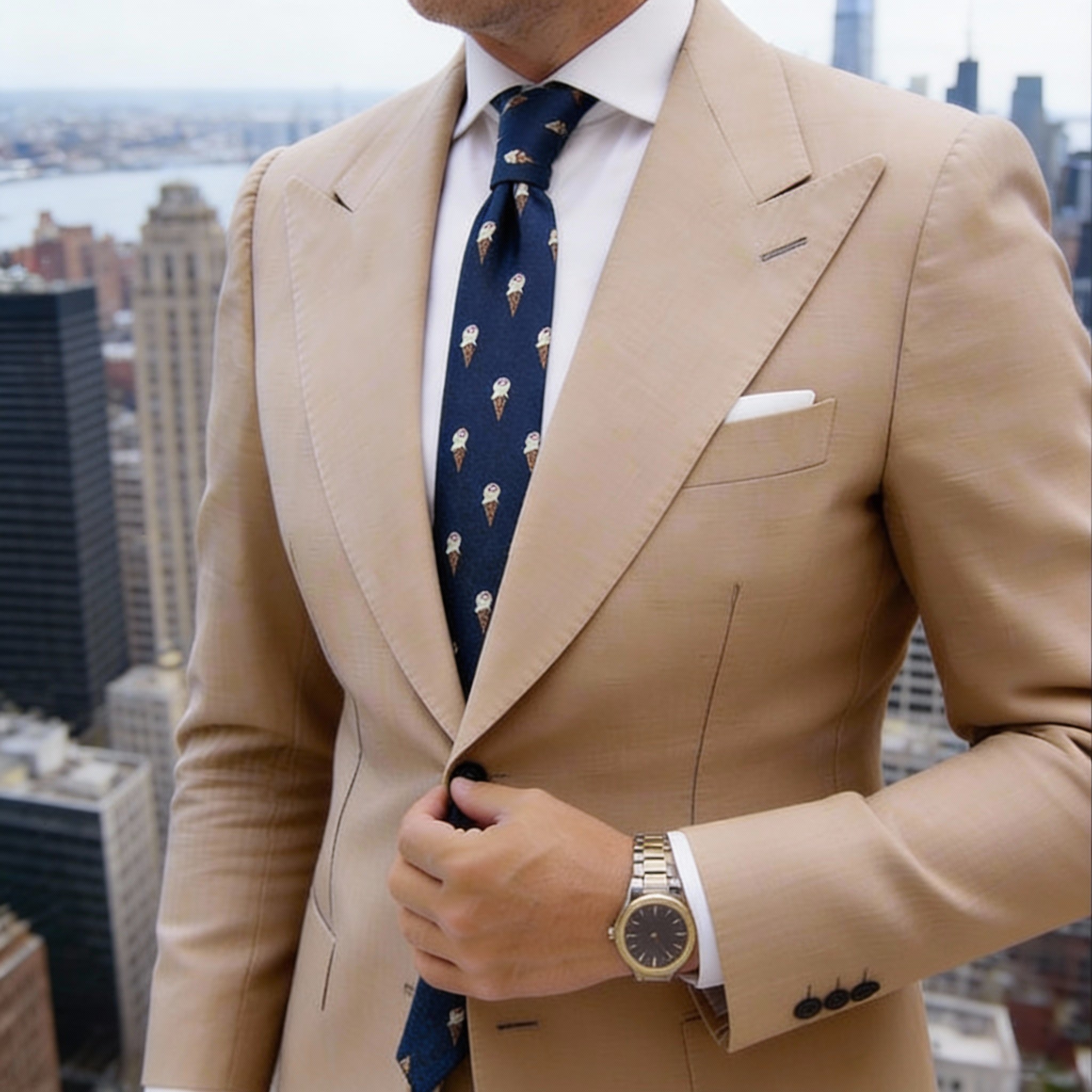 Navy Blue with Orange Saturn Necktie