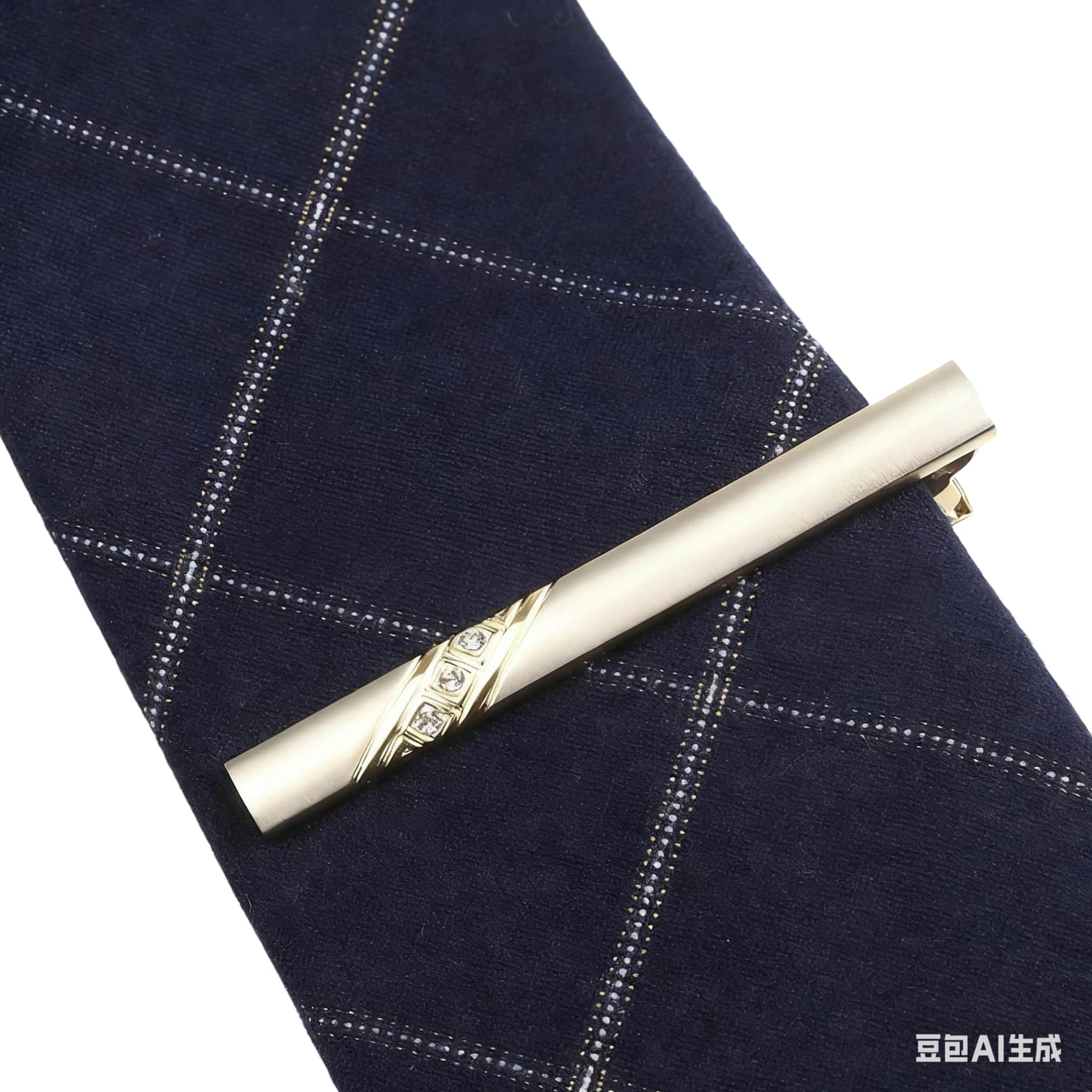 Gold White Rhinestone Tie Bar